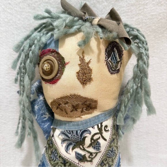 Scrappy Monster Doll Duo Western Twist Upcyled handmade embroidered Hedgehogs! - Picture 8 of 10